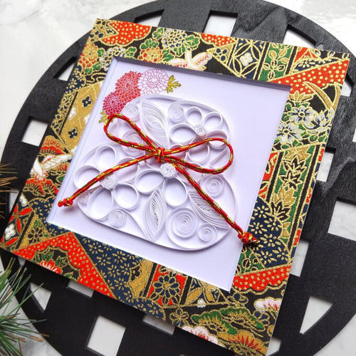 SALE 2480円→1480円♪ 2026年 お正月 紙で出来たクイリング鏡餅＊黒