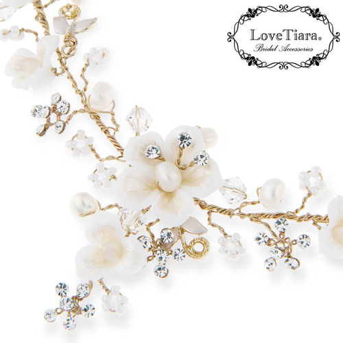 販売終了】フローラルブーケ淡水パールネックレス&ピアスset・ゴールド