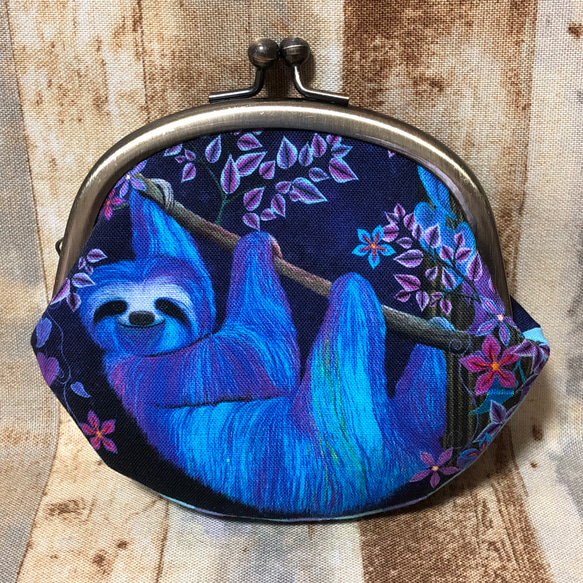 がま口財布M ブルーなナマケモノくん がま口 Qué bonita! 通販