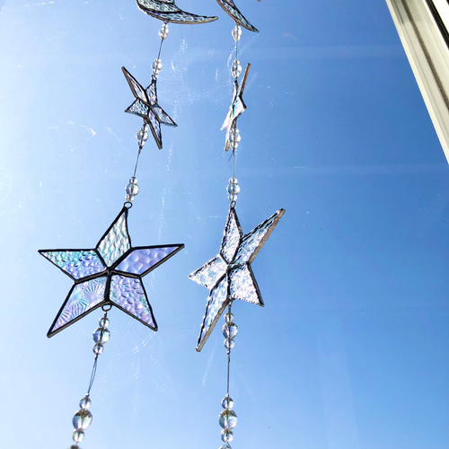 ステンドグラス　大　オーロラガラス　アンティーク　サンキャッチャー ステンドグラス大オーロラガラスアンティークサンキャッチャー