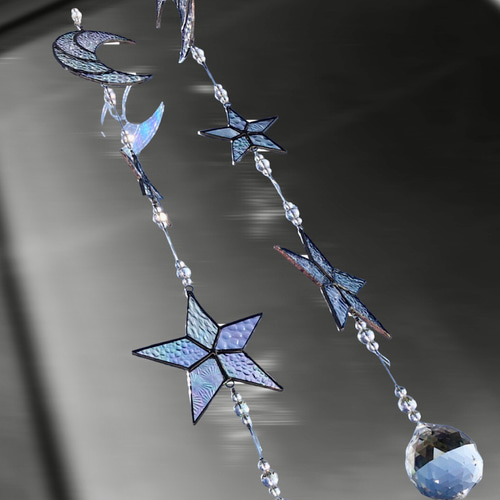 ステンドグラス　大　オーロラガラス　アンティーク　サンキャッチャー ステンドグラス 大 オーロラガラス アンティーク サンキャッチャー