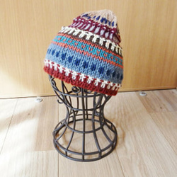 ⛄⛄編み込みニット帽子⛄⛄【送料無料】ニット雑貨　編み込み　冬　ハンドメイド 1枚目の画像