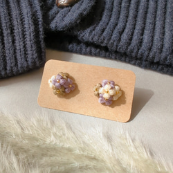 あじさいヘアゴム パープル 紫陽花 刺繍お花 刺繍 ヘアゴム 人気 再販