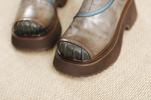 秋冬女式真皮鞋厚底鞋舒適高跟靴短靴22.5公分-25.5公分#858⭐免運費⭐ 第12張的照片