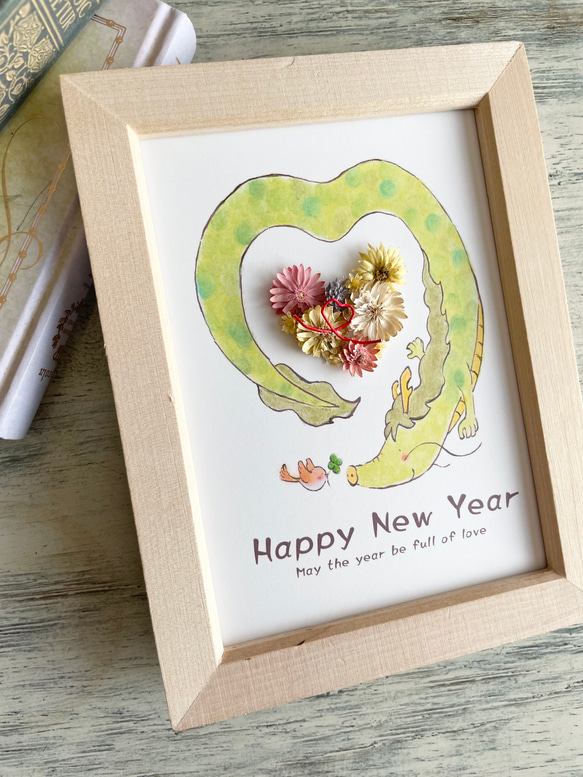 新年の干支飾り　龍と小鳥のフラワーインテリア　フラワーギフト　お正月飾り 2枚目の画像