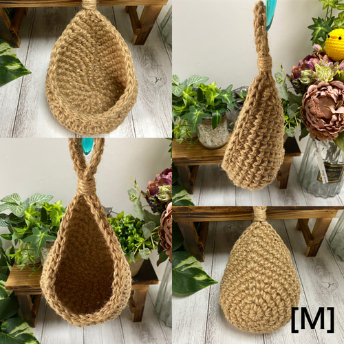 小さなハンギングバスケット☆麻紐☆ナチュラル☆3点セット その他