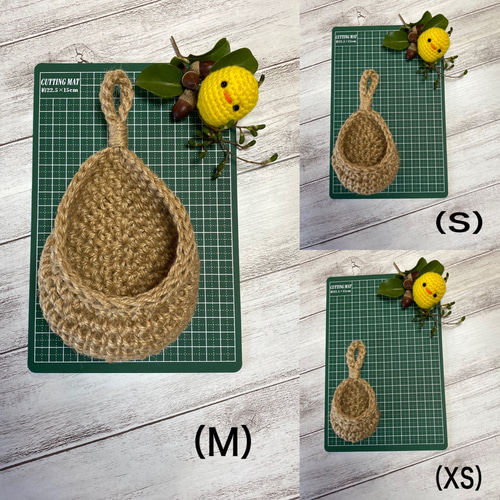 小さなハンギングバスケット☆麻紐☆ナチュラル☆3点セット その他