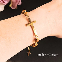 ☆ウッドビーズ＆十字架 ロザリオブレスレット☆ ブレスレット atelier