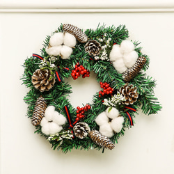 [早割クリスマス2023]クリスマスリース 玄関 グリーン クリスマスプレゼント 松ぼっくり弓 5枚目の画像