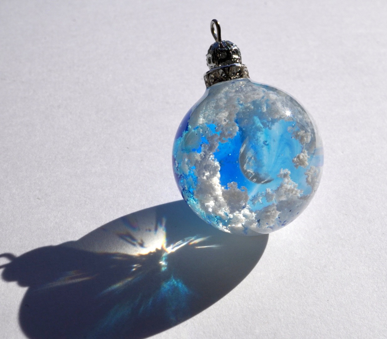 ゆきそら様❤レジン❤ブローチ ペンダント 雲レジン この空を眺めて 黄昏時 空玉 ① ペンダント 紐ブラウン