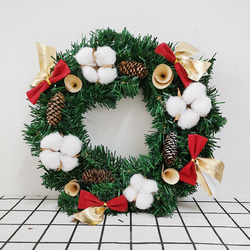 [早割クリスマス2023]クリスマスリース 玄関 綿リボン クリスマスプレゼント Christmas wreath 7枚目の画像