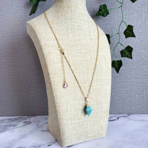 八面体の天然石ネックレス アバロンシェルを添えて 数量限定 5種類