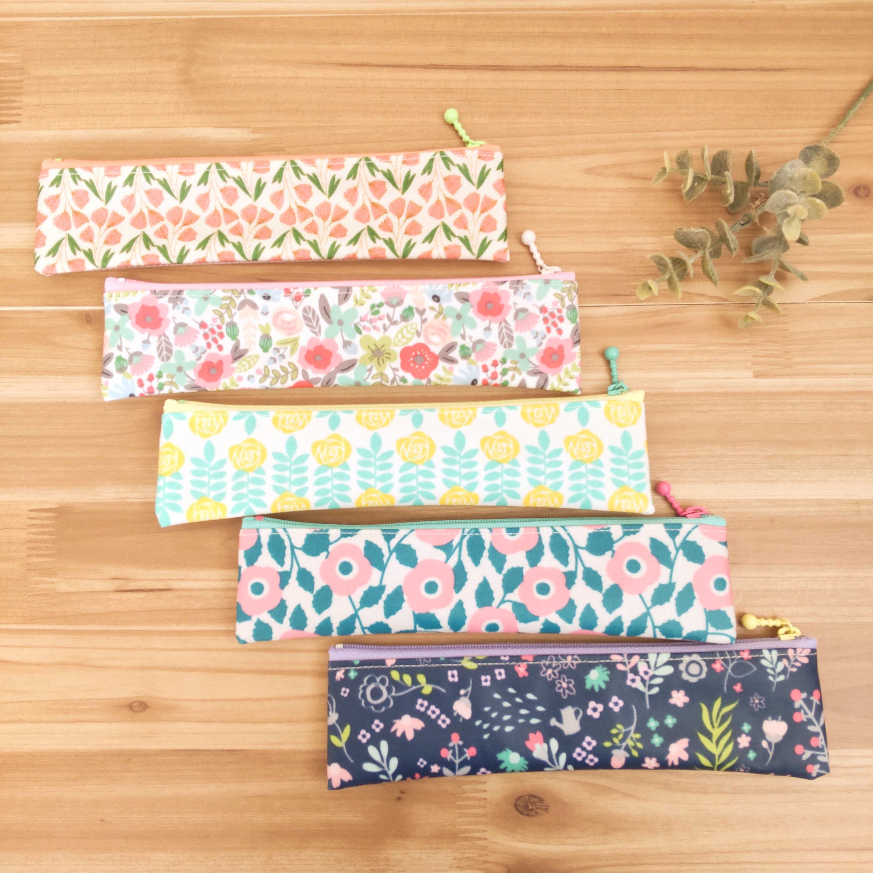 ハンドメイド歯ブラシポーチスリムペンケースブロックバケツ柄学校会社旅行に