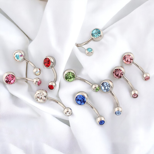 へそピアス 14G ボディピアス バナナバーベル ジュエル