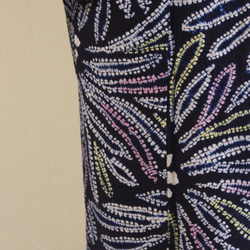 ◇現代 有松鳴海絞　浴衣◇【濃紺 桃黄】スターマインのような大輪の花が大人かっこいい　裄69ｃｍ　木綿浴衣　 13枚目の画像