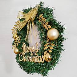 [早割クリスマス2023]クリスマスリース 玄関 黄金の葉 クリスマスプレゼント Christmas wreath 4枚目の画像