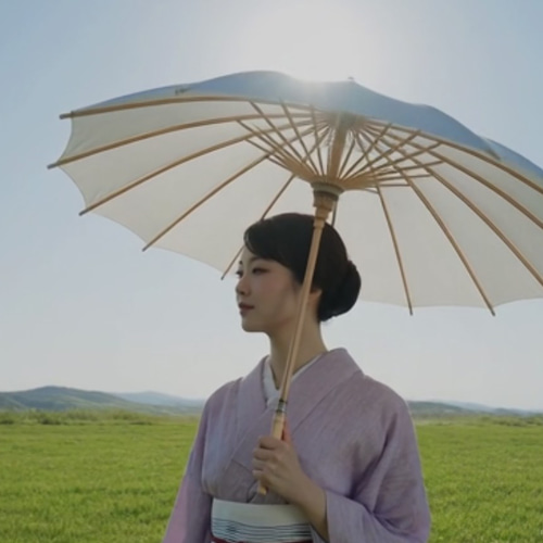 ◇近江ちぢみ大人の贅沢◇爽やかなごく薄い藤色（16進色コード：EDE0FD