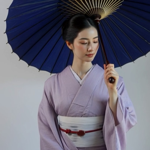◇近江ちぢみ大人の贅沢◇爽やかなごく薄い藤色（16進色コード：EDE0FD