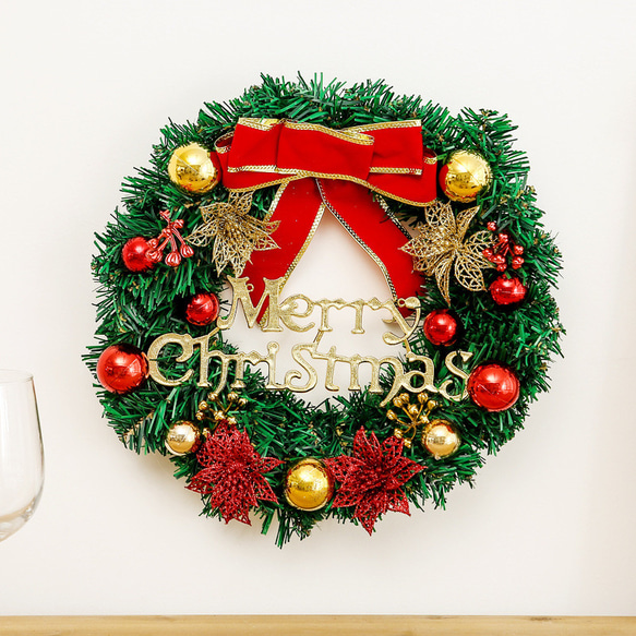 [早割クリスマス2023]クリスマスリース 玄関 花クリスマスプレゼント Christmas wreath 1枚目の画像