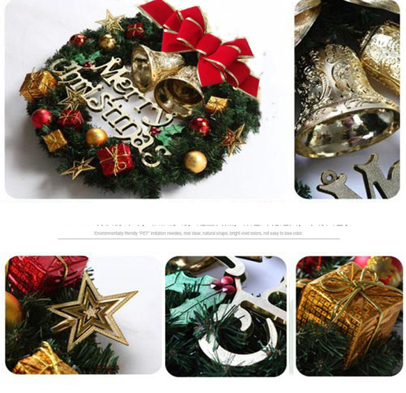 [早割クリスマス2023]クリスマスリース 玄関 ダブルベルクリスマスプレゼント Christmas wreath 3枚目の画像