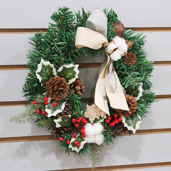 [早割クリスマス2023]クリスマスリース 玄関 松ぼっくり葉クリスマスプレゼント Christmas wreath 2枚目の画像