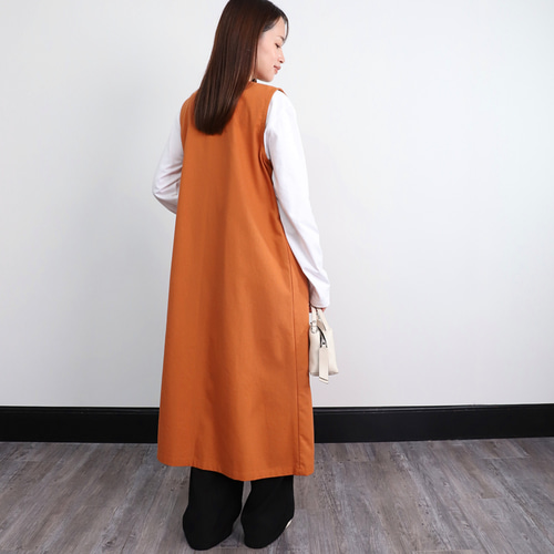 着丈調整可能】コットリネン ジレ レイヤードスタイル