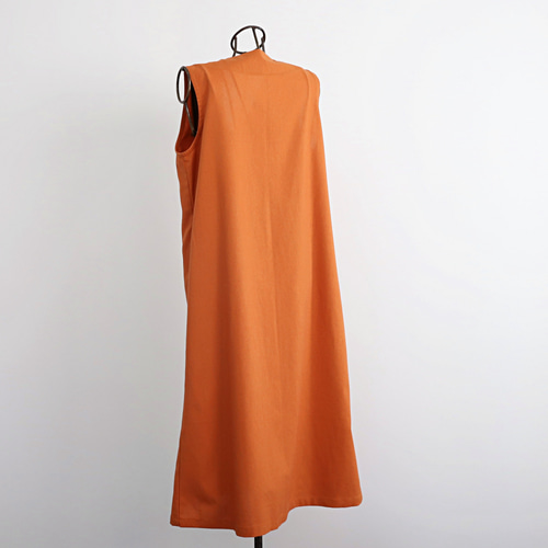 おまとめ専用　美品✨レリアン　オレンジとグリーンワンピース2枚 最終SALE 125cm ギマ擬麻コットン脇下タック入ロング