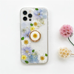 『紫陽花とかすみ草』 iPhone15Pro/SE/Xperia10IV/GALAXYS23 押し花ケース 2枚目の画像