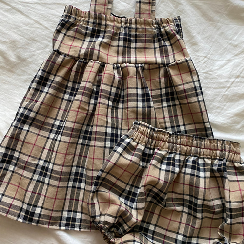 バッグリボンチェック柄ワンピース 70 80 90 ベビー服 キッズ服