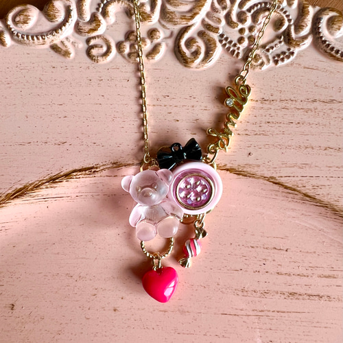 ハンドメイド 作家 Lafeecuiller様　ラブくま ネックレス Lafeecuiller ハンドメイド デザフェス ラブくまマカロンネックレス