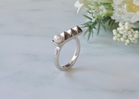 Studs & pearl  bar  ring【再販】 3枚目の画像