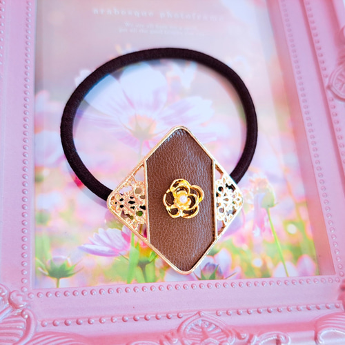 レジンヘアゴムスクエア大人カラーブラウン透け感べっ甲