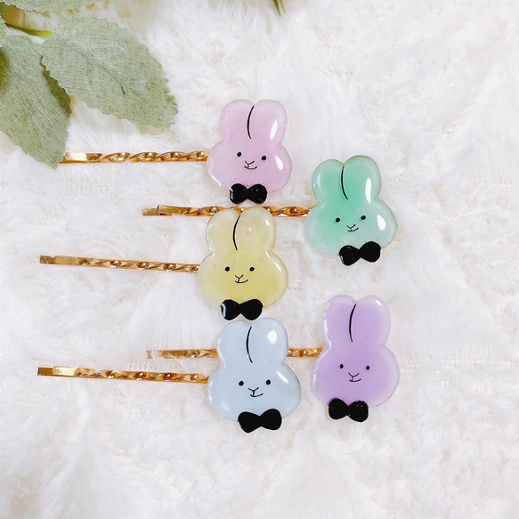 レジンヘアゴム バックうさぎちゃん桜 桜 - ヘアゴムの人気通販