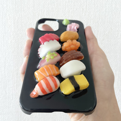 5月いっぱい特別価格 握り寿司のスマホケース 寿司十貫 4枚目の画像