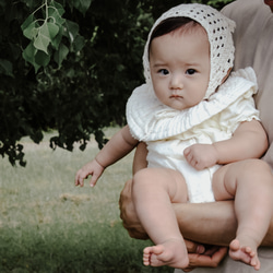 【レース編みが可愛い♡】cotton100% で赤ちゃんの肌にも優しいバブーシュカ（カラー:white） 12枚目の画像