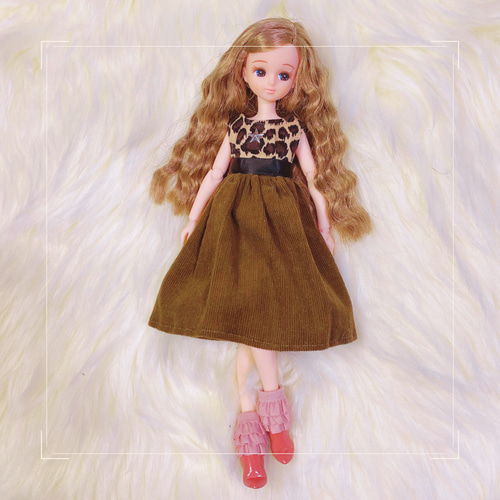 リアルコーデ】レオパードワンピ☆リカちゃん☆ブライス☆ハンドメイド