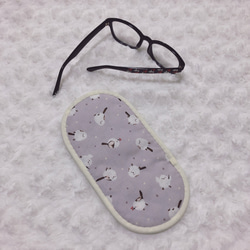 １６８１．大人可愛い　シマエナガ柄のメガネケース　くすみラベンダー　マイクロファイバー使用スリムタイプ　再販３ 2枚目の画像