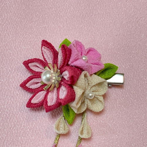 ☆犬服☆つまみ細工帯飾り付き 犬用着物 女の子用 桜柄 ピンク ペット