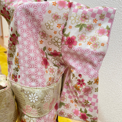 ★新作★⭐︎犬服⭐︎ つまみ細工帯飾り付き 犬用着物　女の子用　桜柄 ピンク 4枚目の画像