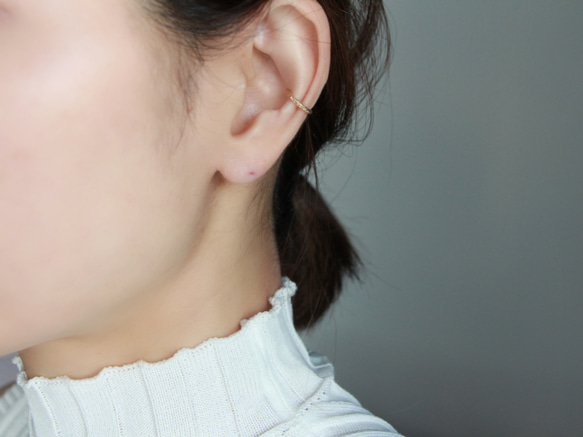 14kgf- sparkle square cut ear cuff (small size) 第5張的照片