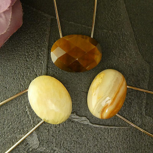 楕円天然石ブローチピン-2.「イエロー系」 大粒天然石 天然石 楕円天然石ブローチピン-2.「イエロー系」 大粒天然石 天然石