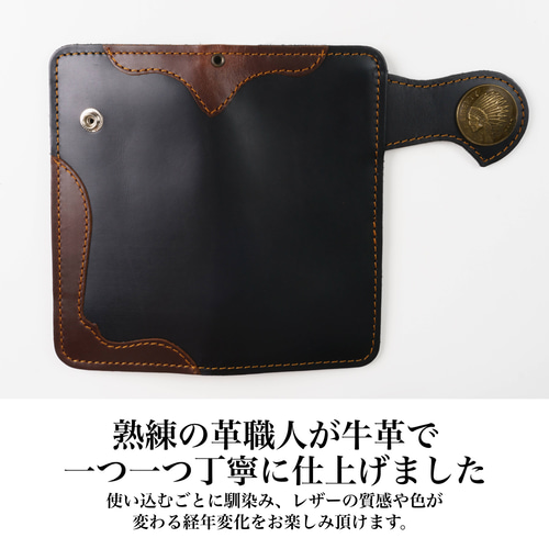バイカーズウォレット　ライダース　本革　折りたたみ 財布 本革 2つ折り財布 レザーウォレット 高級サドルレザー コイン