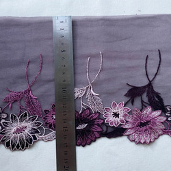 1m 広幅 美しい 花 フラワー 刺繍 チュールレース パープル系 BK231001 ハンドメイド 手芸 素材 4枚目の画像
