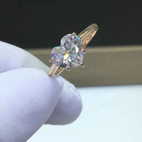 特製ハートモアサナイト ダイヤリングK18YG