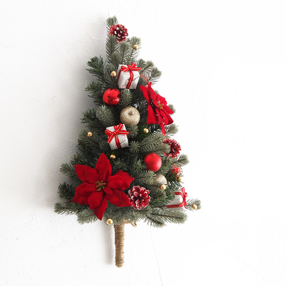 壁掛けクリスマスツリー*ポインセチア 2枚目の画像