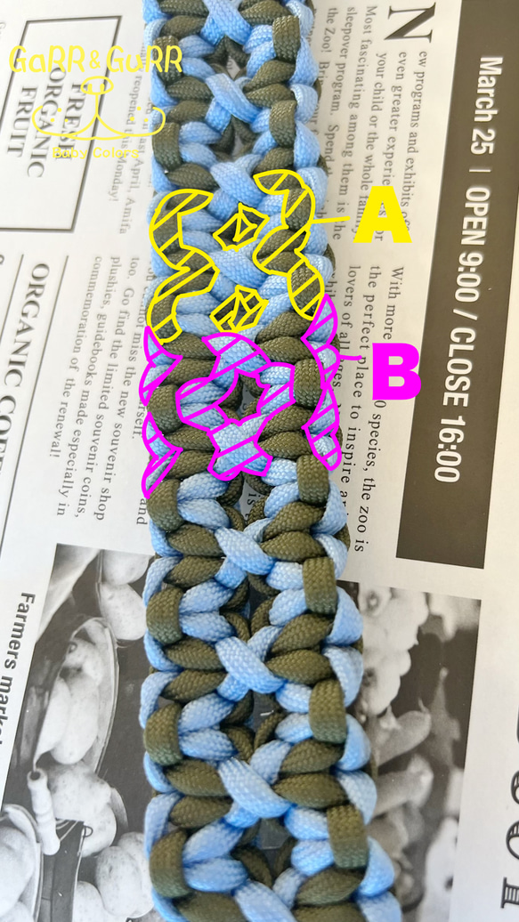 オーダーメイド丈夫なパラコード首輪2色使用・小型犬・中型犬・大型犬向き 5枚目の画像