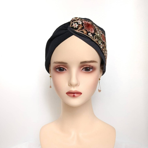 ターバン⁎⁺˳✧༚ハンドメイド ヘアバンド インド刺繍リボン ヘアバンド 