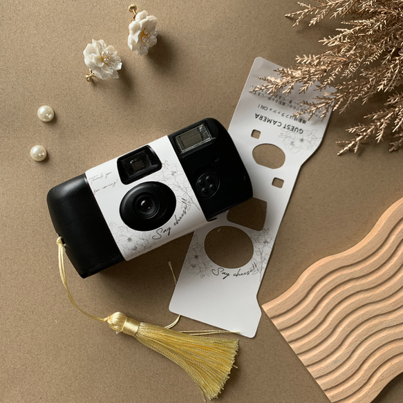 線画はな【機械で切断！仕上がり綺麗】写ルンです 結婚式 カメラカバー 1枚目の画像