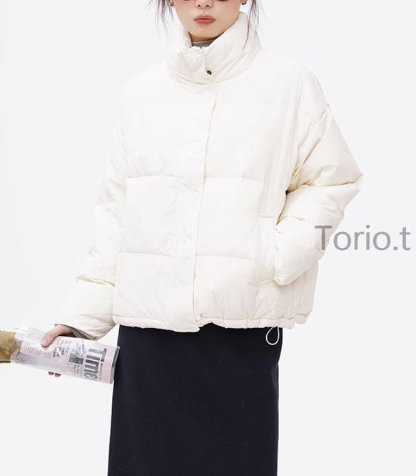 【冬の支度】♡冬は暖かい~　ダウンジャケット　ふんわり厚手コート　 全3色 4枚目の画像
