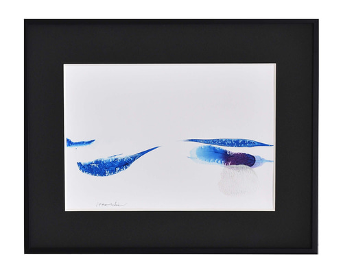 余韻#38】 絵画 原画 抽象画 額装 白 青 絵画 いとのいちえ 余韻#38】 絵画 原画 抽象画 額装 白 青 絵画 いとのいちえ